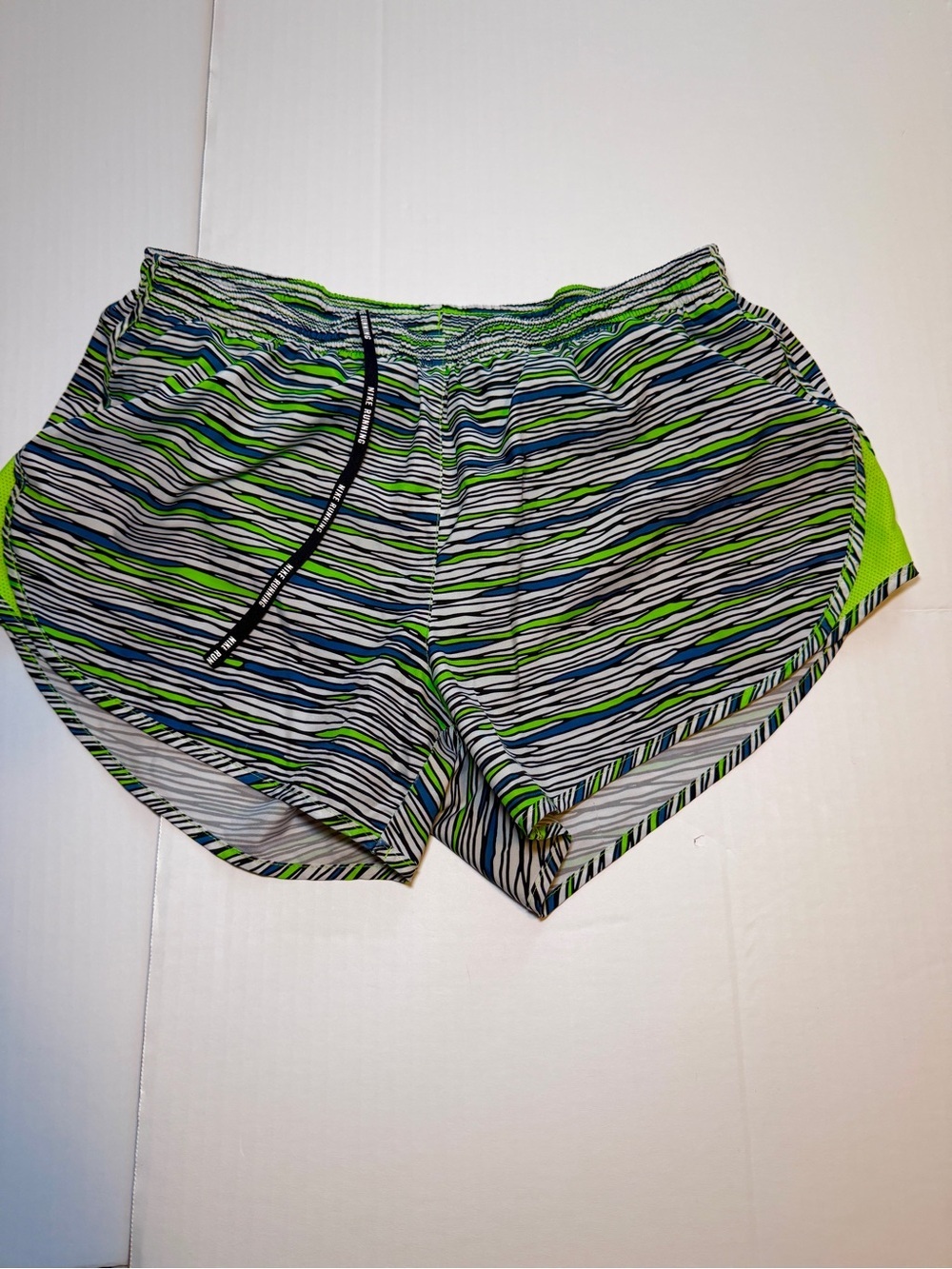 Nike Women’s Green and Blue Striped Running Shorts